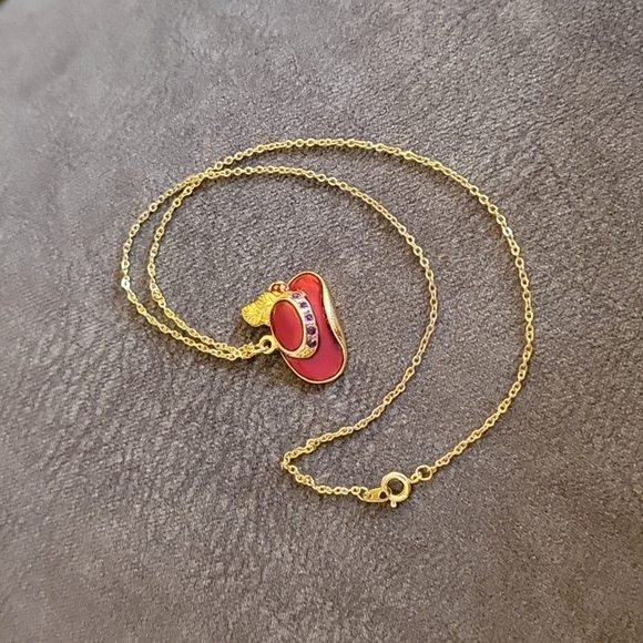 5/$25 RED Hat Society Feather Hat Pendant Chain Necklace - Picture 2 of 5